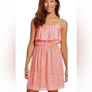 Lilly Pulitzer Target Giraffe Flounce Dress Lined Animal Print Pink/Orange XS